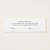 Eleganter Minimaler Schwarz-weißer Haartermin (Rückseite)