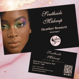 Eleganter minimaler schwarzer Makeup-Artist QR Ges Visitenkarte