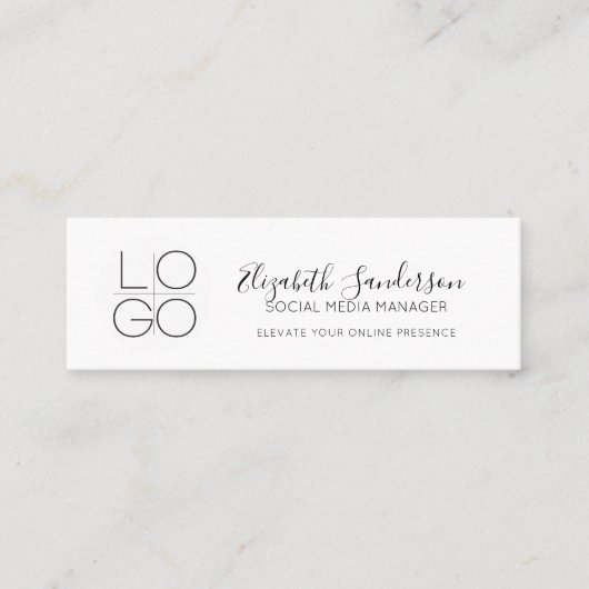 Eleganter Minimaler Script-Slim mit QR-CODE Mini Visitenkarte (Vorderseite)