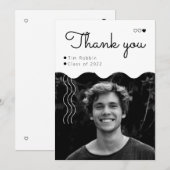 Eleganter Minimaler Typ mit Foto Abschluss Dankeskarte (Vorne/Hinten)