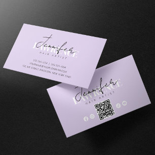 Eleganter minimaler violetter trendiger Friseur-QR Visitenkarte