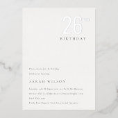 Eleganter Minimalfilm Silver jedes Alter Geburtsta Folieneinladung (Vorderseite)