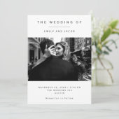 Eleganter Minimalismus | Schwarz-Weiß-Foto-Hochzei Einladung (Stehend Vorderseite)