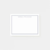 Eleganter minimalist blauer Zweirahmen Post-it Klebezettel (Vorderseite)