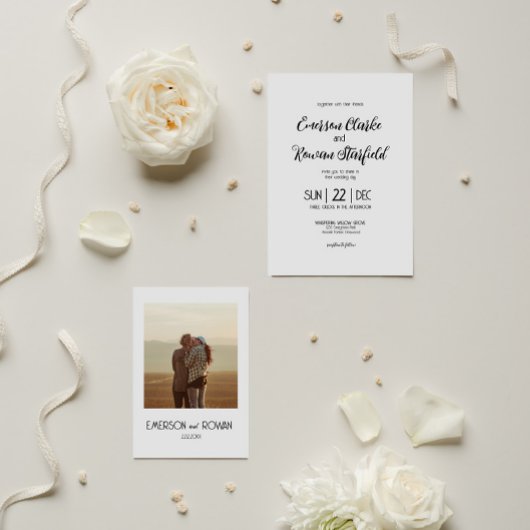 Eleganter Minimalist mit Foto bearbeitbaren Hochze Einladung