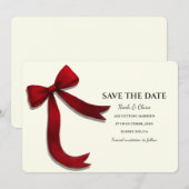Eleganter Minimalist mit roter Schleife - Einfache Save The Date (Vorne/Hinten)