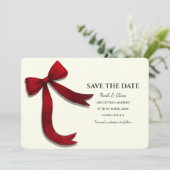Eleganter Minimalist mit roter Schleife - Einfache Save The Date (Stehend Vorderseite)