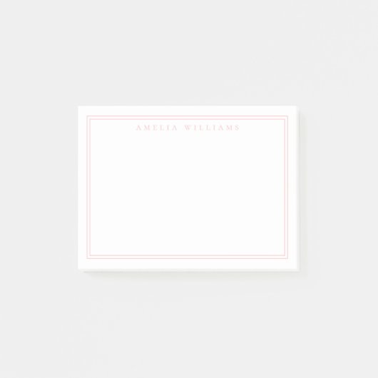 Eleganter minimalist rosa Doppelrand Post-it Klebezettel (Vorderseite)