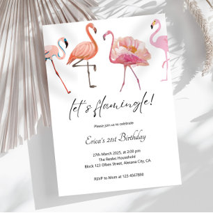Eleganter minimalist rosa Let's Flamingle Flamingo Einladung