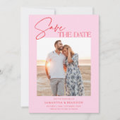 Eleganter minimalist rosa roter Foto Save The Date (Vorderseite)