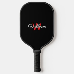 Eleganter minimalist schwarzer roter Monogramm Pickleball Schläger