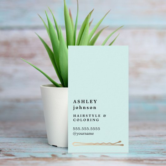 Eleganter Minimalistisch Blue Imitate Gold Friseur Visitenkarte