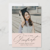 Eleganter Minimalistisch Blush Foto Abschluss Ankündigung (Vorderseite)