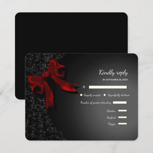 Eleganter Minimalistisch Einfaches Hochzeitrotes RSVP Karte (Vorne/Hinten)