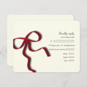 Eleganter Minimalistisch Einfaches Hochzeitrotes RSVP Karte (Vorne/Hinten)