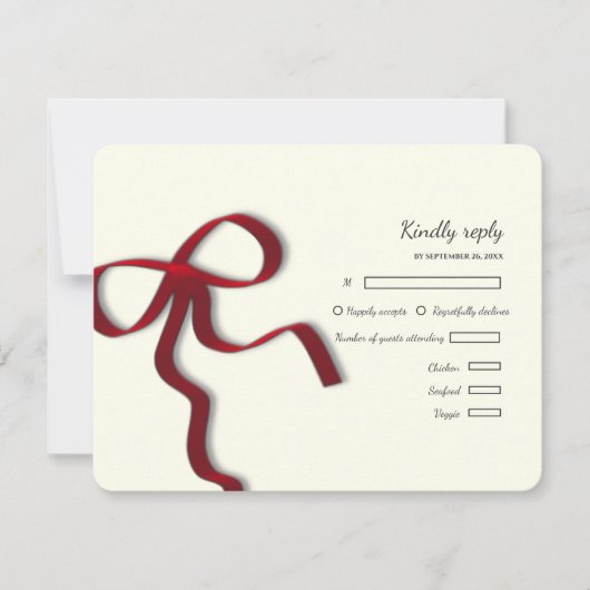 Eleganter Minimalistisch Einfaches Hochzeitrotes RSVP Karte (Vorderseite)