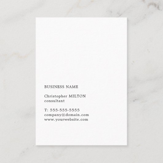 Eleganter Minimalistisch Texture White Consultant Visitenkarte (Rückseite)