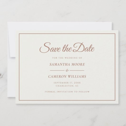 Eleganter Minimalistisch Wedding Monogram QR Code Save The Date (Vorderseite)