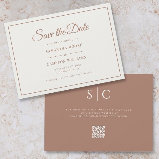 Eleganter Minimalistisch Wedding Monogram QR Code Save The Date