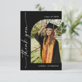 Eleganter Minimalistischer Abschluss 2 Foto QR-Cod Dankeskarte (Stehend Vorderseite)