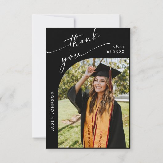 Eleganter Minimalistischer Abschluss 2 Foto QR-Cod Dankeskarte (Vorderseite)