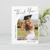 Eleganter Minimalistischer Abschluss 2 Foto QR-Cod Dankeskarte (Stehend Vorderseite)