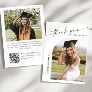 Eleganter Minimalistischer Abschluss 2 Foto QR-Cod Dankeskarte
