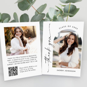 Eleganter Minimalistischer Abschluss 2 Foto QR-Cod Dankeskarte