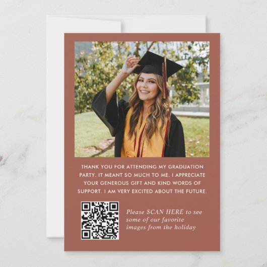 Eleganter Minimalistischer Abschluss 2 Foto QR-Cod Dankeskarte (Rückseite)