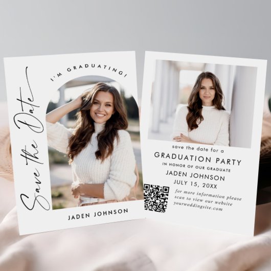 Eleganter Minimalistischer Abschluss 2 Foto QR-Cod Save The Date