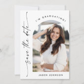 Eleganter Minimalistischer Abschluss 2 Foto QR-Cod Save The Date (Vorderseite)