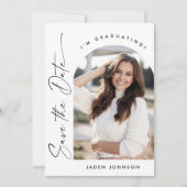 Eleganter Minimalistischer Abschluss 2 Foto QR-Cod Save The Date (Vorderseite)