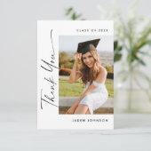 Eleganter Minimalistischer Abschluss 4 Foto Dankeskarte (Stehend Vorderseite)