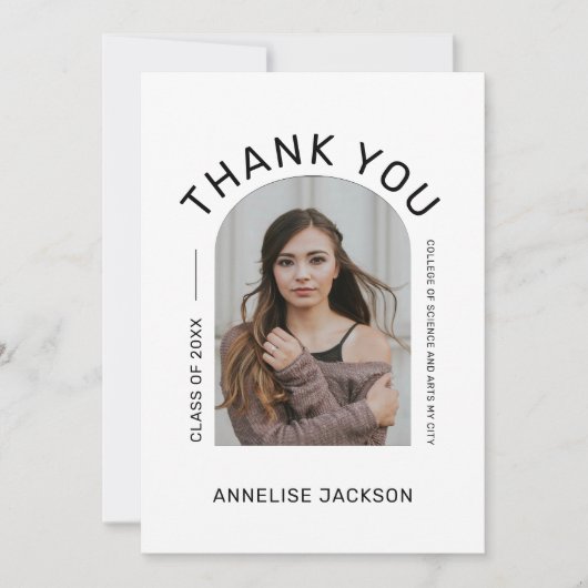 Eleganter, minimalistischer Abschluss aus einfache Dankeskarte (Vorderseite)