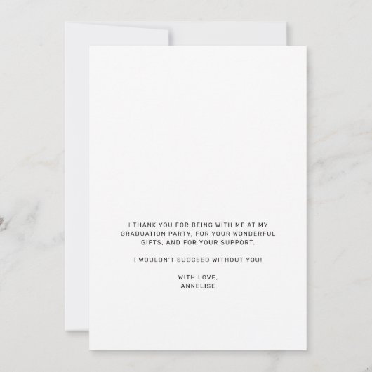 Eleganter, minimalistischer Abschluss aus einfache Dankeskarte (Rückseite)