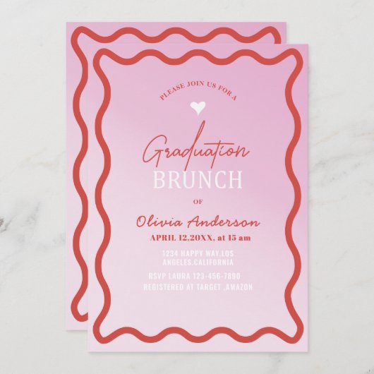 Eleganter, minimalistischer Abschluss-Brunch pi Einladung (Vorne/Hinten)