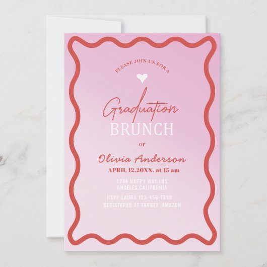 Eleganter, minimalistischer Abschluss-Brunch pi Einladung (Vorderseite)