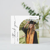 Eleganter Minimalistischer Abschluss Ein Foto QR-C Dankeskarte (Stehend Vorderseite)