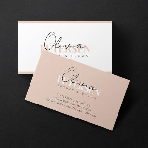 Eleganter minimalistischer Beige Weiß Wimpern Auge Visitenkarte