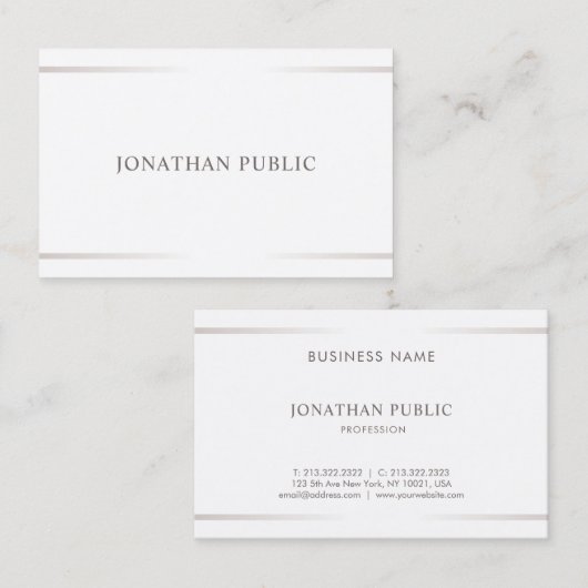 Eleganter Minimalistischer beruflicher Entwurf Visitenkarte (Vorne/Hinten)