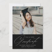 Eleganter Minimalistischer Black Foto Abschluss Ankündigung (Vorderseite)