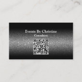 Eleganter Minimalistischer Black Glitzer Ombre QR  Visitenkarte (Vorderseite)