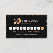 Eleganter Minimalistischer Black Gold HaarStylist  Treuekarte (Vorderseite)