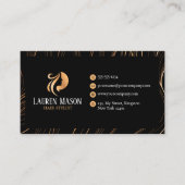 Eleganter Minimalistischer Black Gold HairStylist Visitenkarte (Vorderseite)