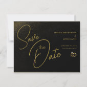 Eleganter Minimalistischer Black & Gold Rett-the-D Save The Date (Vorderseite)
