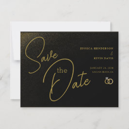 Eleganter Minimalistischer Black & Gold Rett-the-D Save The Date