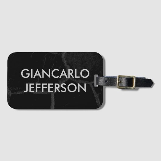 Eleganter Minimalistischer Black Stone-Stil Berufl Gepäckanhänger (Vorderseite (Horizontal))