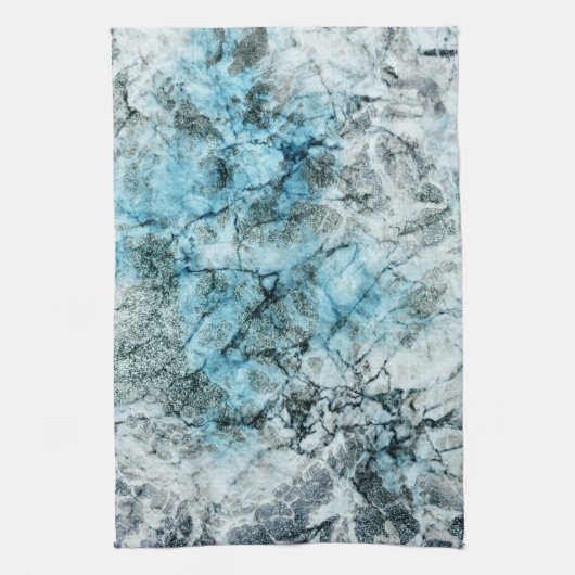 Eleganter Minimalistischer blau-grauer Marmor Geschirrtuch (Vertikal)