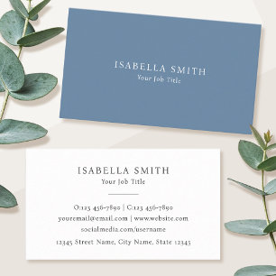 Eleganter minimalistischer blauer weißer Stil Soph Visitenkarte