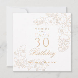 Eleganter minimalistischer Blumen-50. weißer Gebur Karte